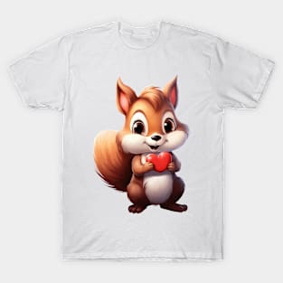 Valentine Squirrel Holding Heart T-Shirt